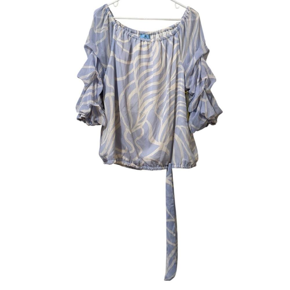 CeCe Women Size XL Ruffle Sleeve Blouse‎ Tie Bottom Polyester Lightweight City